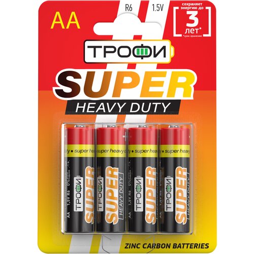 Батарейки Трофи R6-4BL SUPER HEAVY DUTY Zinc арт. C0033716 (4 шт.)