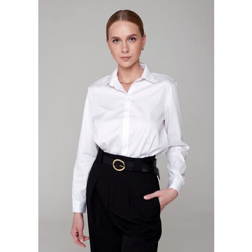 фото Рубашка женская classic белая/ 50 размер/классическая рубашка/повседневная/прямая с длинным рукавом irina egorova