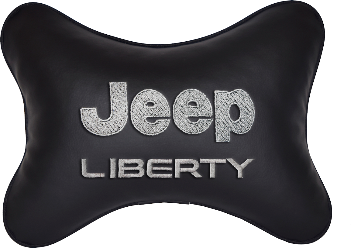 Подушка на подголовник экокожа Black с логотипом автомобиля JEEP Liberty
