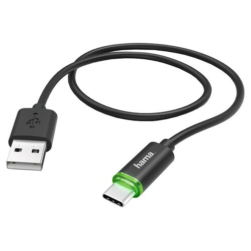 Кабель HAMA USB - USB Type-C (00178335), 1 м, черный кабель usb hama h 200646 usb type c угловой usb a m прямой 0 75м черный [00200646]