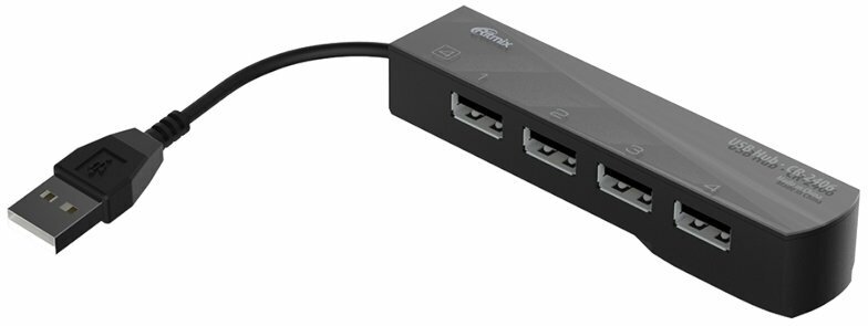 Хаб USB Ritmix CR-2406 USB 4-ports Black