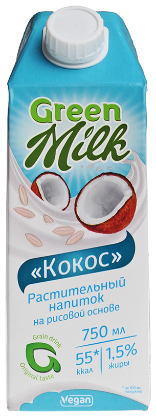 Рисовый напиток Green Milk Кокос 1.5%, 765 г - фотография № 1