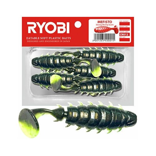 Мягкая силиконовая приманка риппер Ryobi MEFISTO (36mm), CN012 (fresh kiwi), ( упк. 8 шт.)