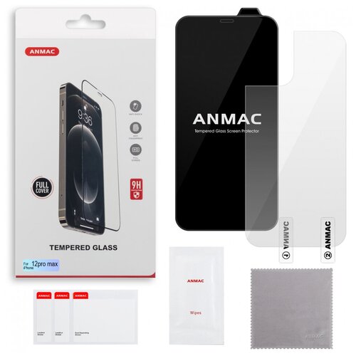 Защитное стекло iPhone 12 Pro Max + пленка назад Full Cover ANMAC черный Арт.1137389 защитное стекло противоударное 5d для iphone 12 pro max на весь экран full screen cover черное