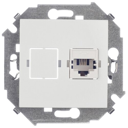Розетка телефонная 1591480-030 скрытая установка белая один модуль RJ11 cat 5е