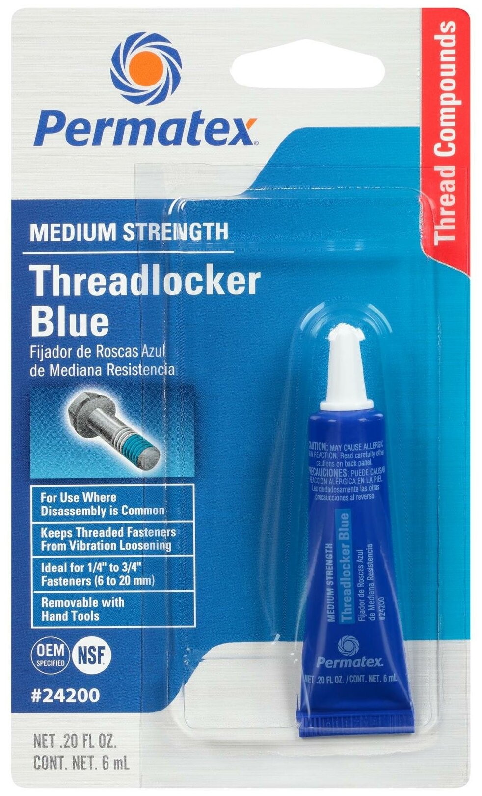 Фиксатор резьбовых соединений средней фиксации разъемный PERMATEX Threadlocker Blue 09178/19960/24200/24206/24240