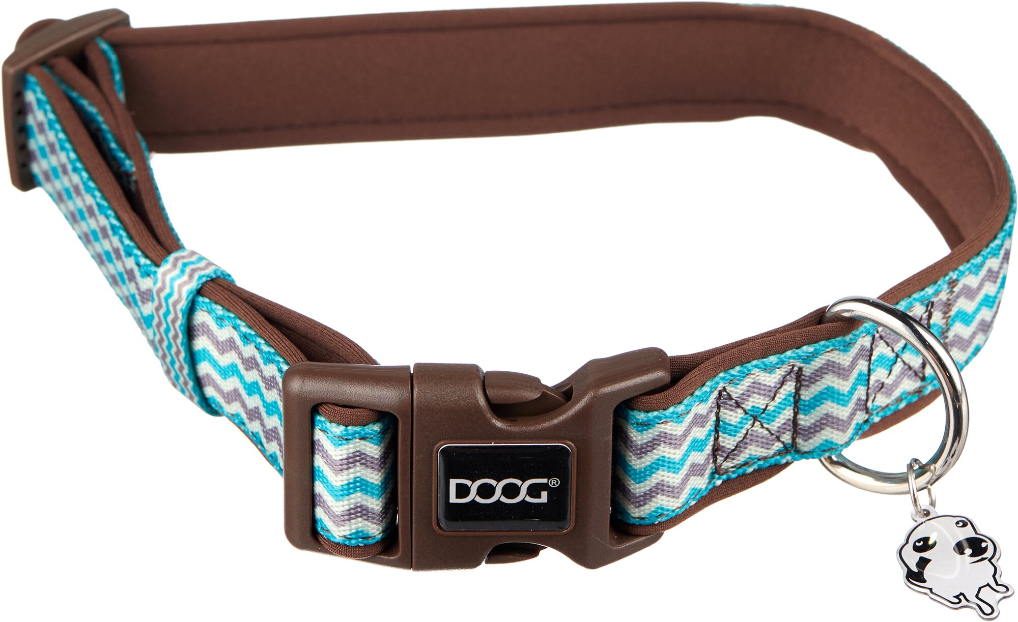 фото Ошейник для собак DOOG "Benji", коричнево - голубой зигзаг (Австралия)