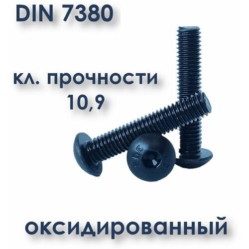 Винт М6х30 с полукруглой головкой, ISO 7380 / ГОСТ 28963-91, под шестигранник, оксид, 4 шт.