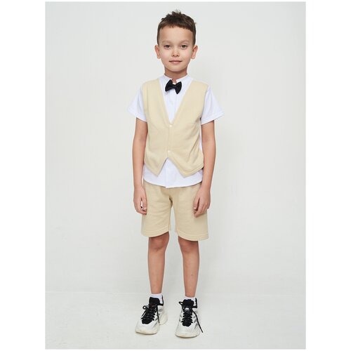 Детский костюм джентельмен/ костюм для мальчика нарядный с футболкой,шортами,жилетом,бабочкой,р104,на праздник