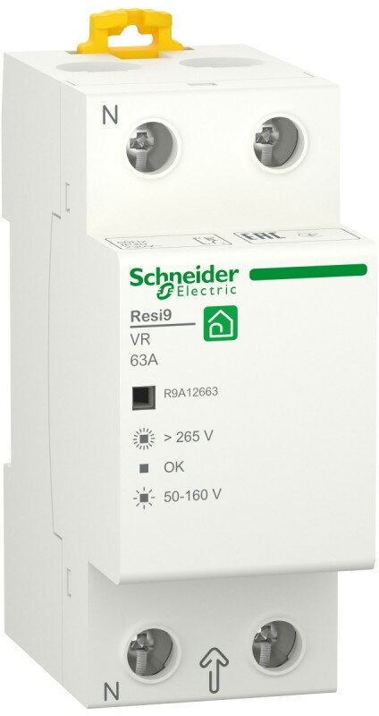 SE RESI9 Реле напряжения 63А 1P+N 230В 50Гц, Schneider Electric, арт. R9A12663
