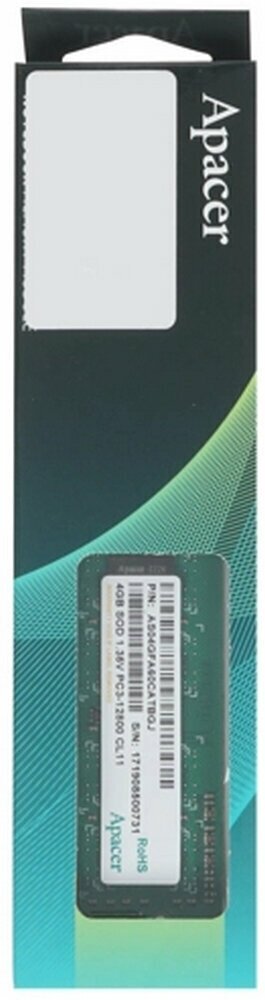 Оперативная память для ноутбука 4Gb (1x4Gb) PC3-12800 1600MHz DDR3 SO-DIMM CL11 Apacer DV.04G2K.KAM - фото №5