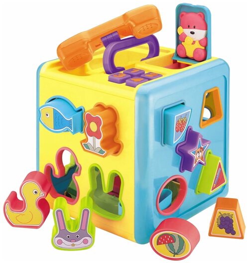 Развивающая игрушка RED BOX Куб-сортер 23116-1, голубой/желтый