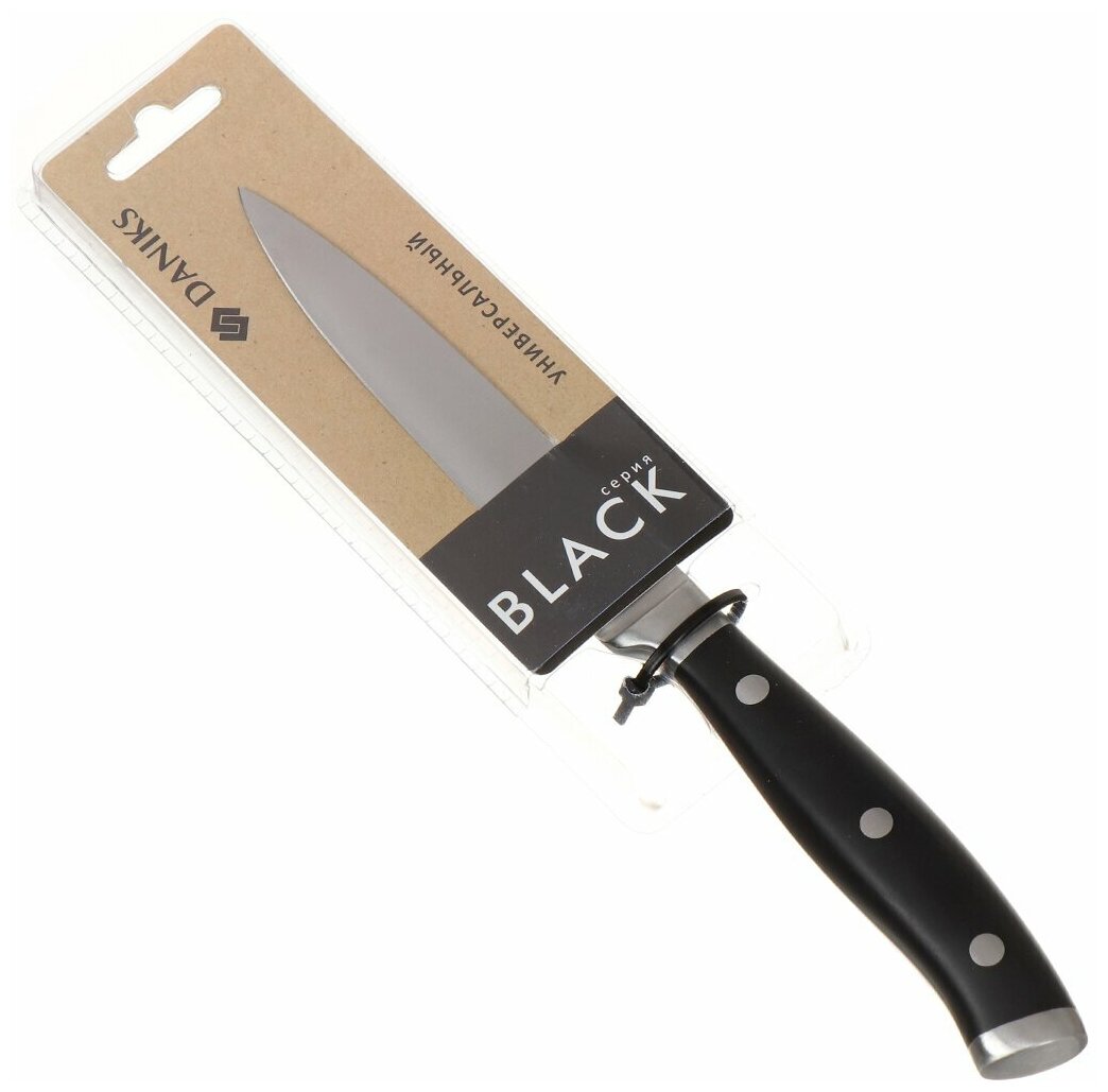 Нож кухонный Daniks, Black, универсальный, нержавеющая сталь, 12.5 см, рукоятка пластик, 161520-4