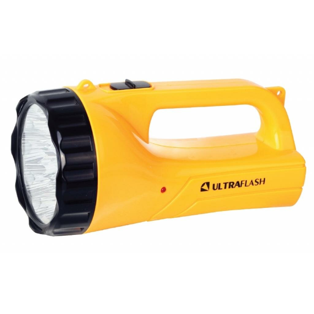 Ultraflash LED3816 (фонарь аккум 220В, черный/желтый, 9 LED, SLA, пласт, склад. вилка коробка) - фото №1
