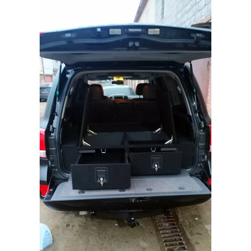 Органайзер в багажник для Toyota Land Cruiser 200 (2 выдвижных ящика с замками, спальник)