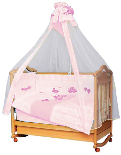 Комплект для детской кроватки МамаШила "Моя машина" (розовый, 7 предметов) 10504