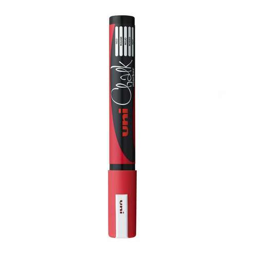 Маркер для окон и стеклянных поверхностей Uni Chalk PWE-5M, 1,8-2,5мм, красный (комплект 3 штуки)