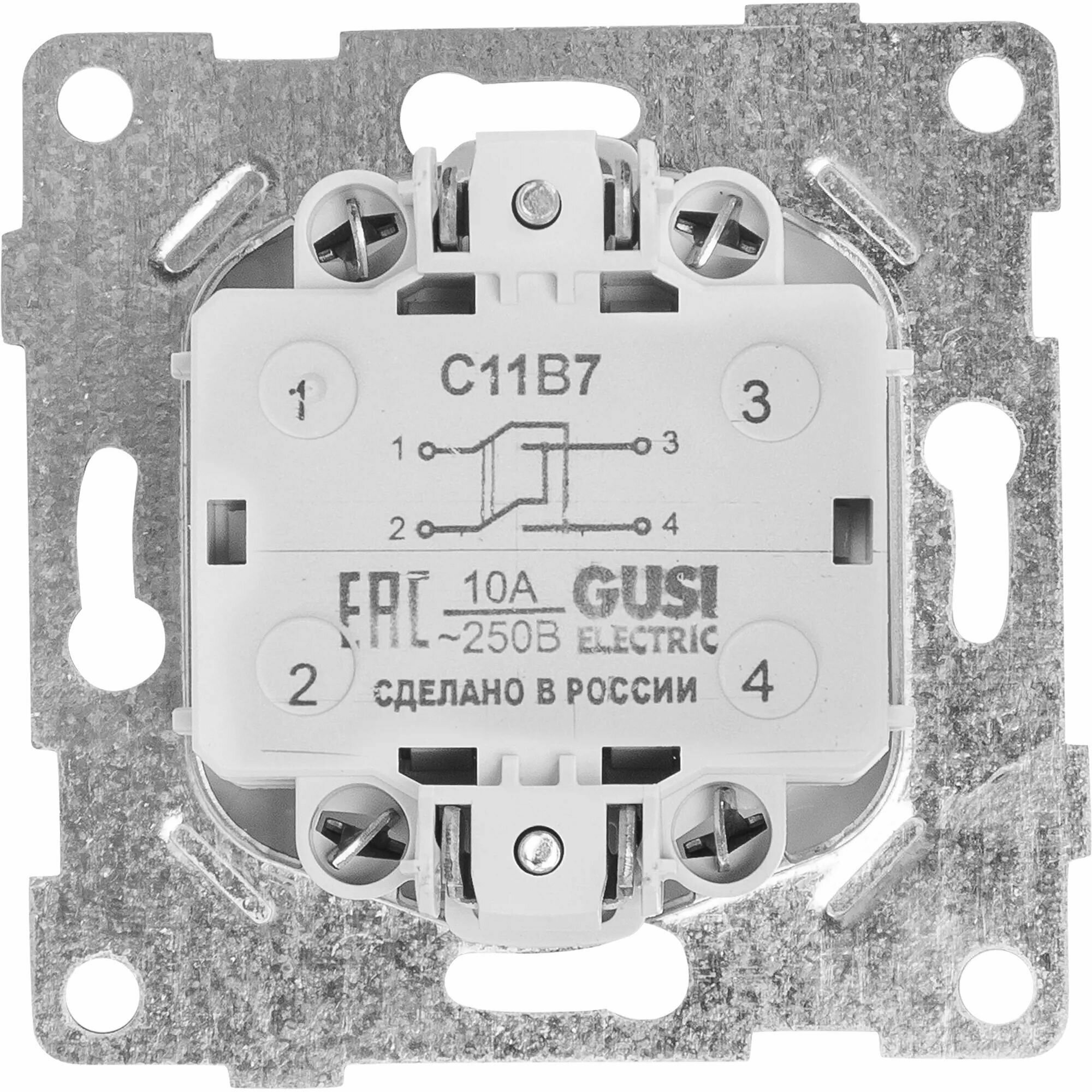 фото Выключатель перекрестный встраиваемый Gusi Electric 1 клавиша цвет белый