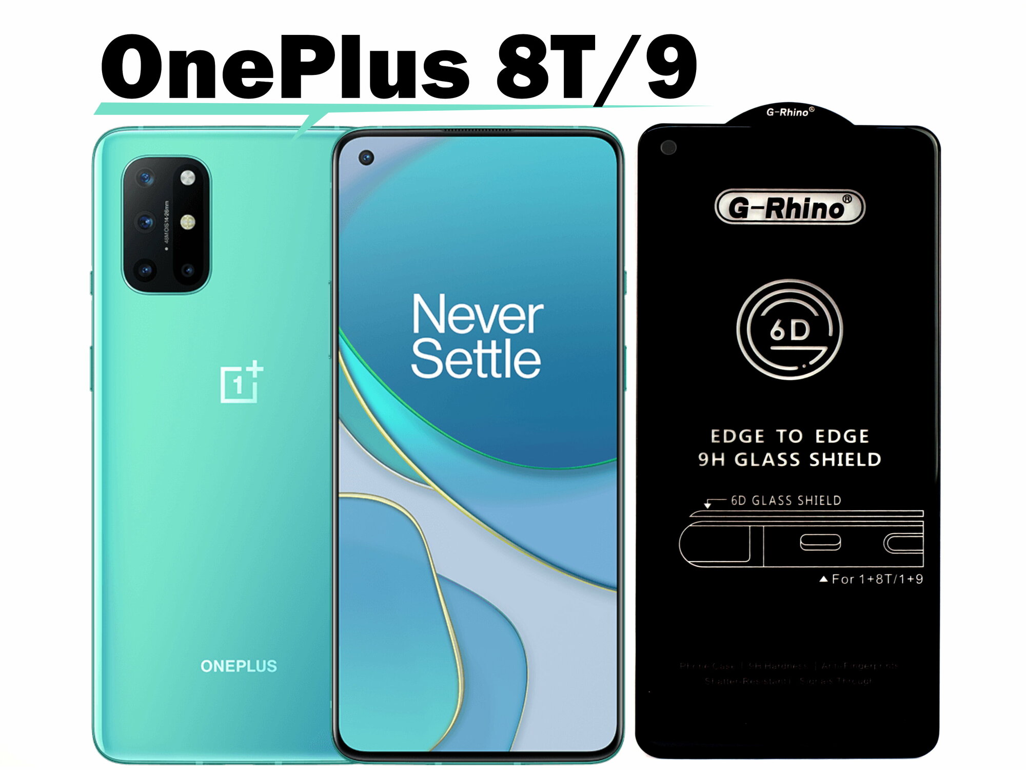 Защитное стекло G-Rhino для OnePlus 8T / OnePlus 9 Закаленная прозрачная защита 9H на экран для смартфона ВанПлас 8Т Противоударная