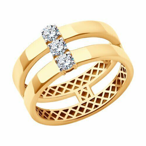 фото Кольцо diamant online, золото, 585 проба, фианит, размер 19, бесцветный