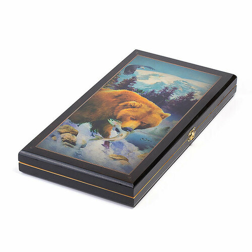 Небольшие деревянные нарды с янтарными фишками 