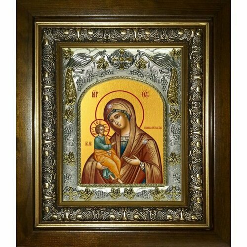 Икона Божьей Матери Холмская, 14x18 см, в деревянном киоте 20х24 см, арт вк-5208