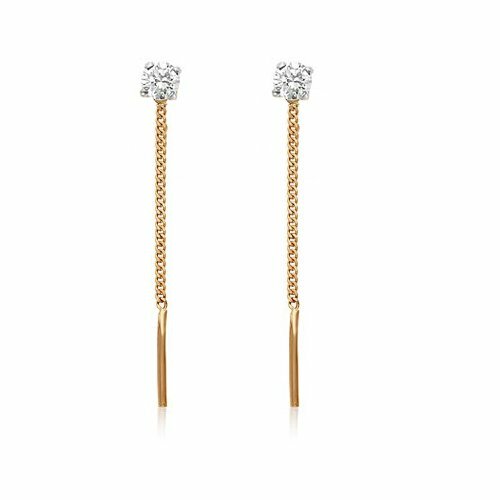 Серьги цепочки Яхонт, красное золото, 585 проба, фианит