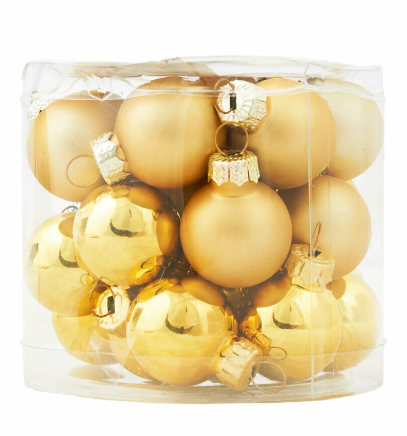 Набор ёлочных шаров, 2.5 см, стекло, цвет золотой, 24 шт.