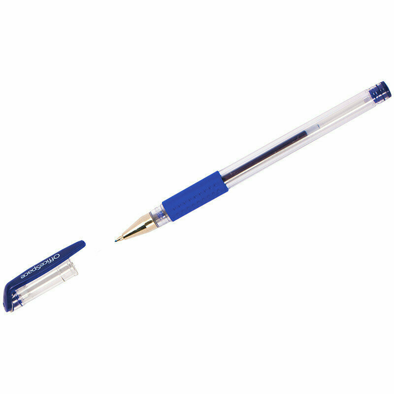 Ручка гелевая OfficeSpace синяя, 0,5мм, грип, 241088