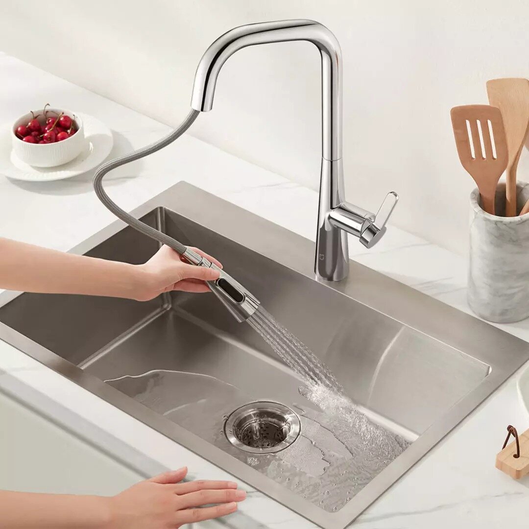 Выдвижной кухонный смеситель Xiaomi Mijia Pull-out kitchen Faucet S1 (MJCLSCFLT01DB) - фотография № 3