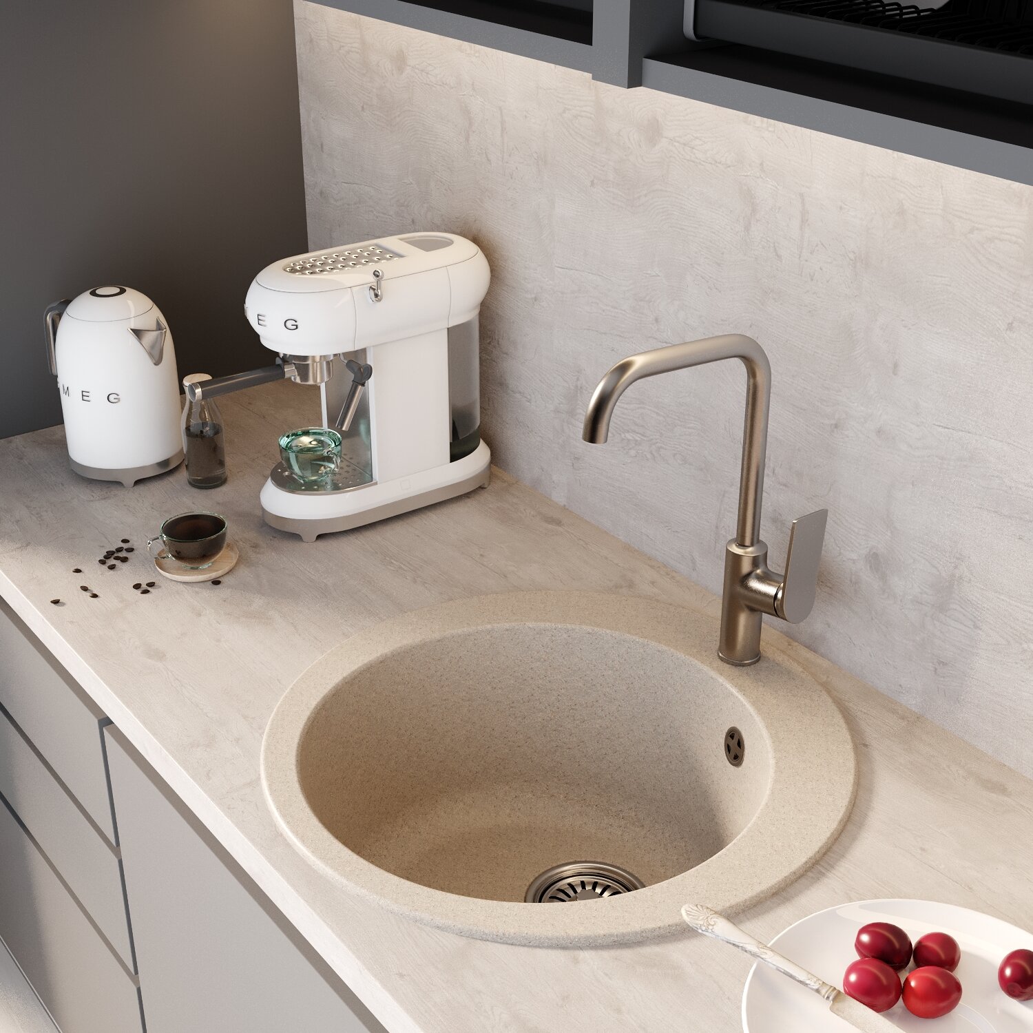Мойка кухонная Mixline ML-GM13 49,5х49,5 см, бежевая - фото №3
