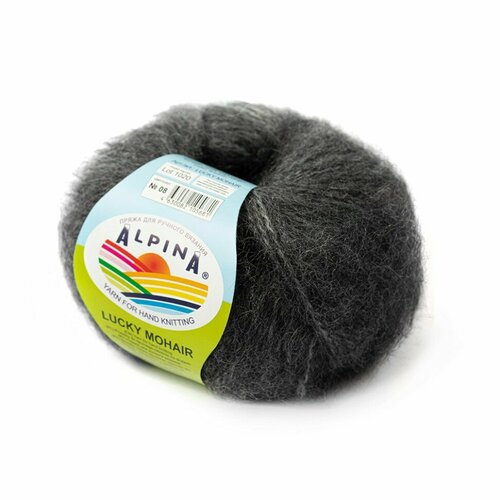 фото Пряжа alpina lucky mohair (60% кид мохер, 40% акрил) 10х50г/150м цв.08 т. серый меланж