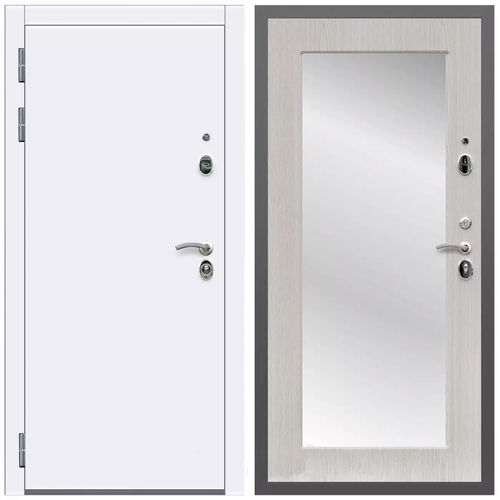Дверь входная Армада Кварц / ФЛЗ-Пастораль, Дуб белёный МДФ панель 16 мм с зеркалом