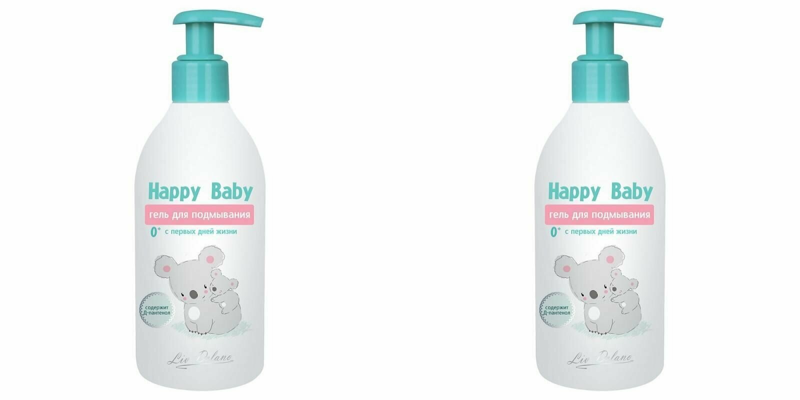 Liv Delano Гель для подмывания с первых дней жизни Happy Baby 300 гр, 2 шт/