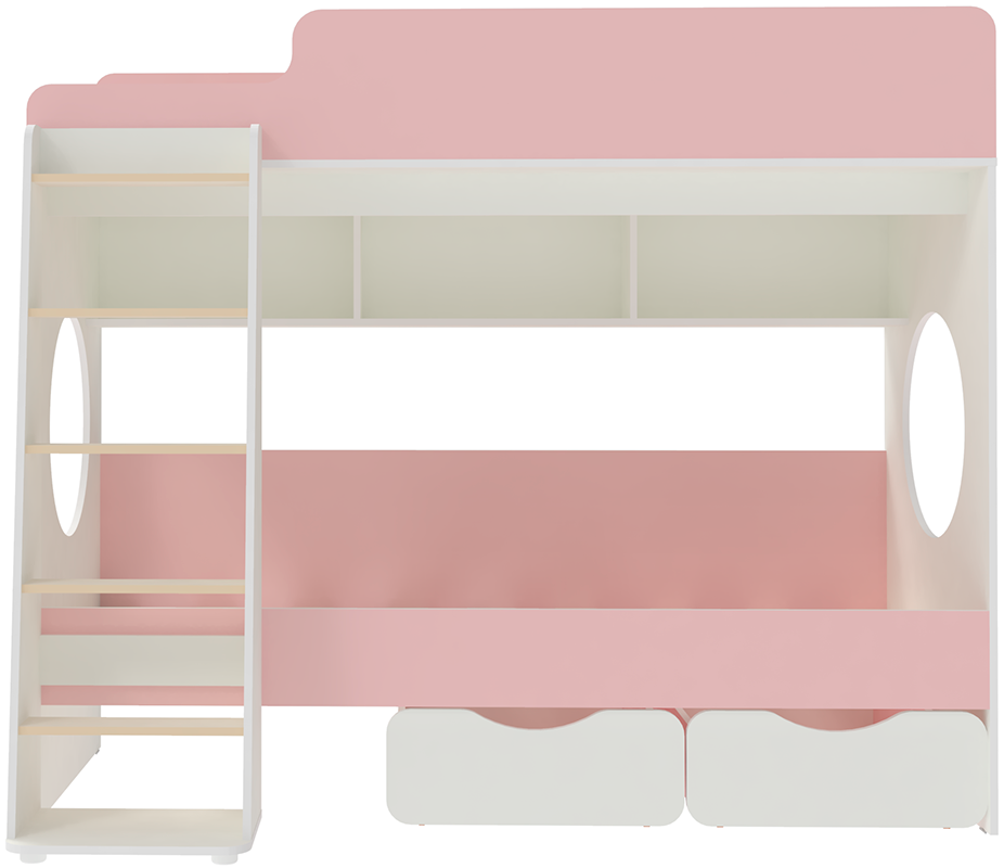 Кровать двухъярусная Л-7.1 Белый Розовый