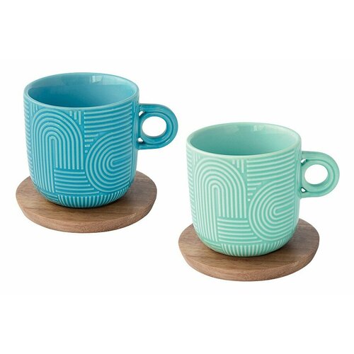 Набор из 2-х чашек Радуга, мятная и морская волна, 0,25 л (Easy Life)