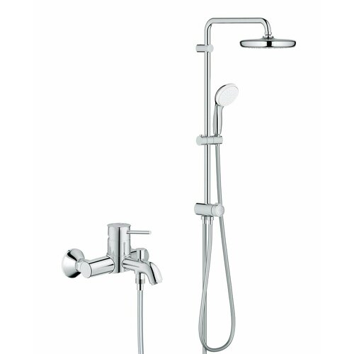 Душевая стойка с тропическим душем и смесителем для ванны Grohe BauClassic Flex 60, хром