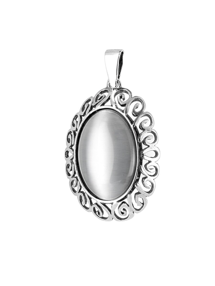 Подвеска L-Silver, серебро, 925 проба, улексит, кошачий глаз, серый/серебристый
