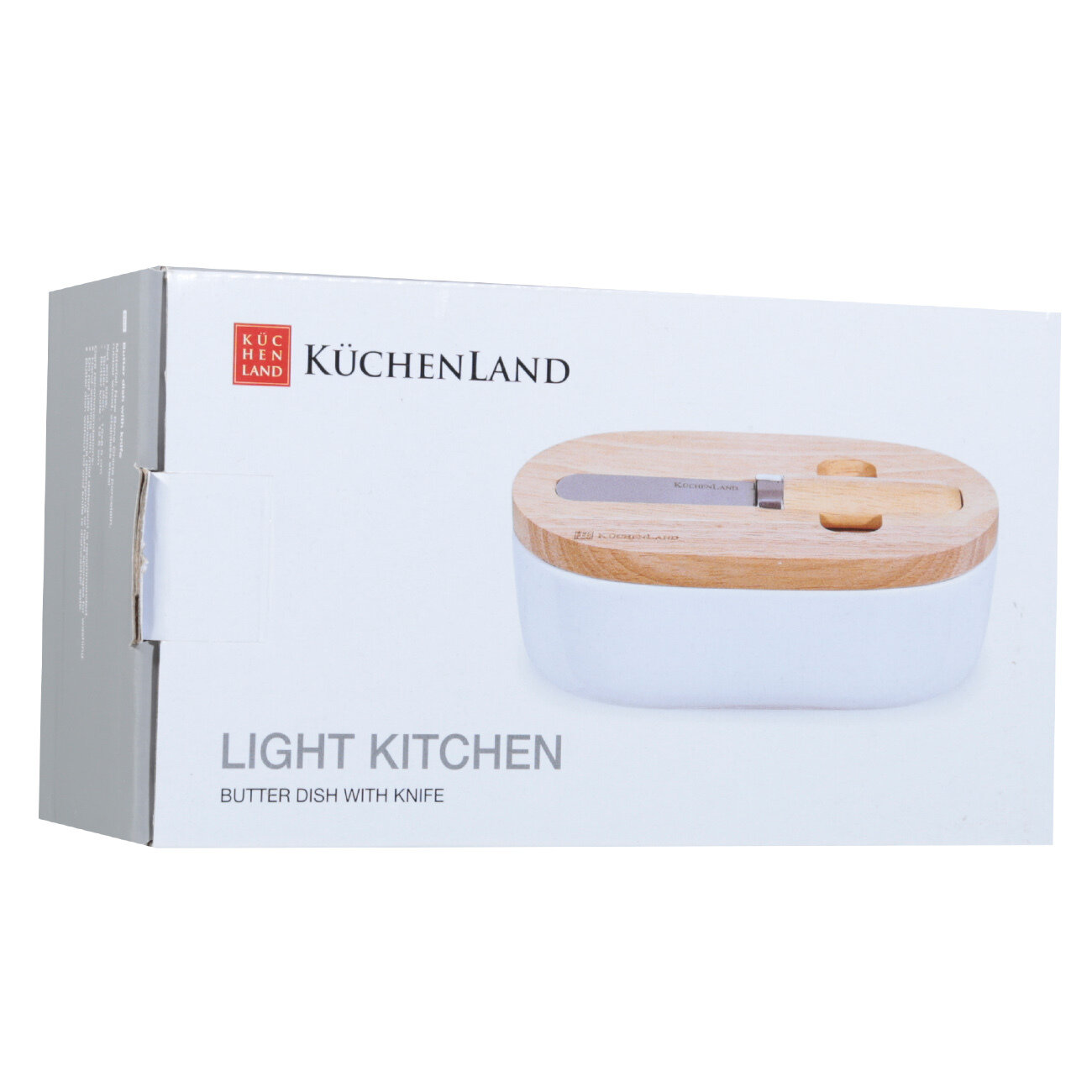 Масленка, Kuchenland, 15 см, с ножом, дерево/фарфор N, Light kitchen — фото 1