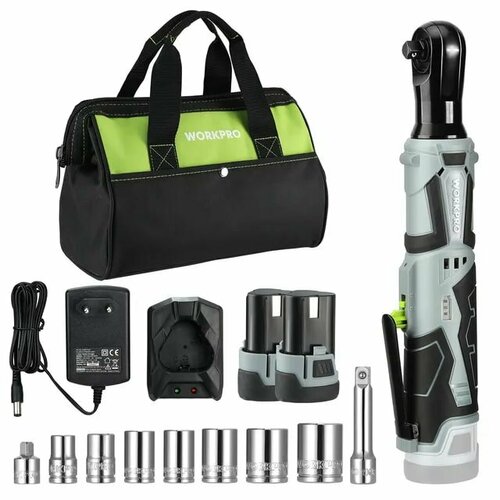 Аккумуляторный угловой гайковерт Workpro с двумя аккумуляторами 12В 2Ач 10700₽