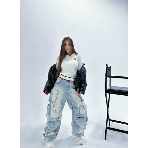 фото Джинсы карго bdm, размер m, голубой