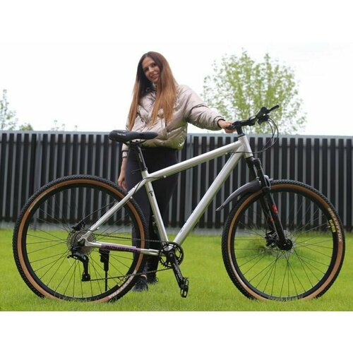 фото Велосипед richiesto tt106/9s 27/5 алюминиевая рама гидравлический тормоз унисекс для активного отдыха, серебристый