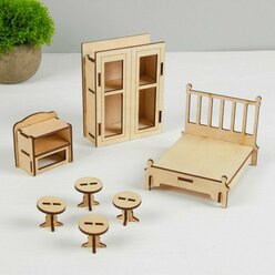 Набор мебели для кукол Теремок "Спальня" (КМ-5)