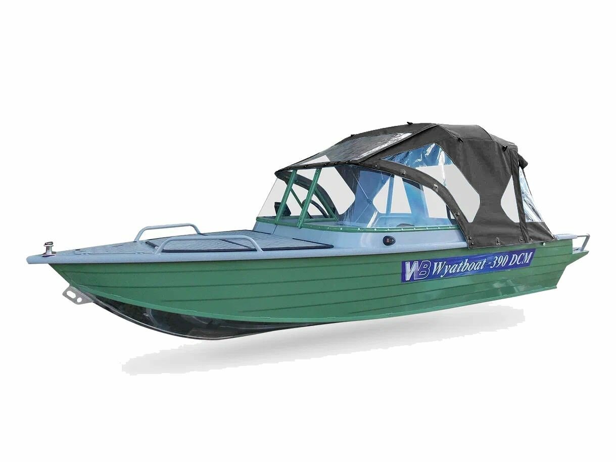 Wyatboat-390 DCM. Тент ходовой с дугами с креплениями (Т-паз)