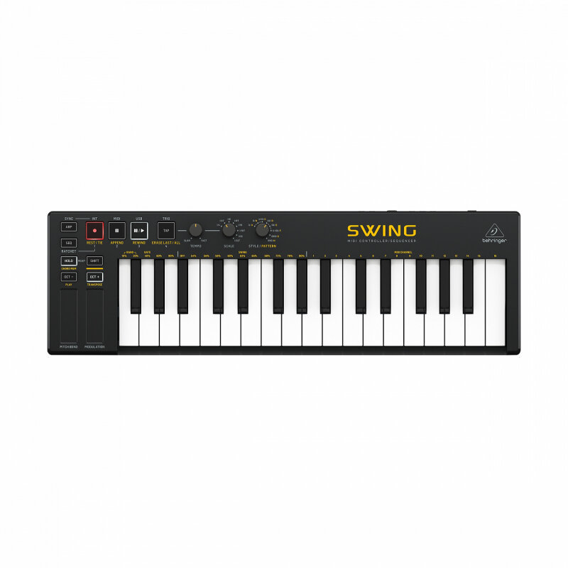 BEHRINGER SWING MIDI-контроллер с 32-клавишной клавиатурой 64-голосной полифонией и сенсорными полосами высоты тона и модуляции