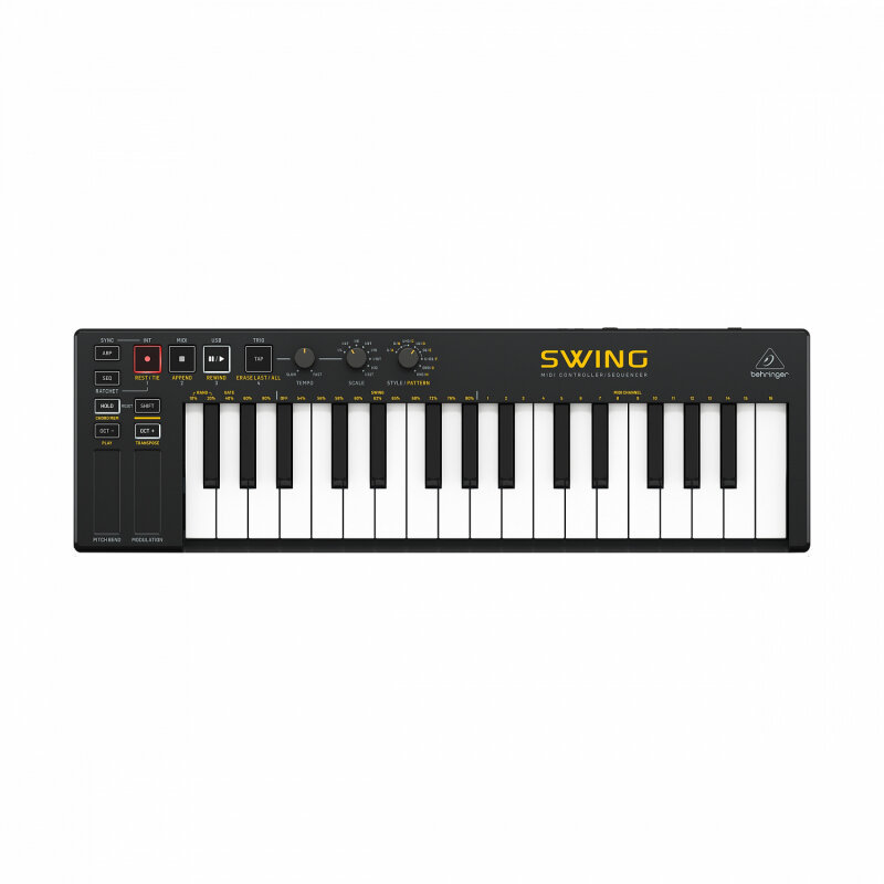 BEHRINGER SWING MIDI-контроллер с 32-клавишной клавиатурой, 64-голосной полифонией и сенсорными полосами высоты тона и модуляции — фото 4