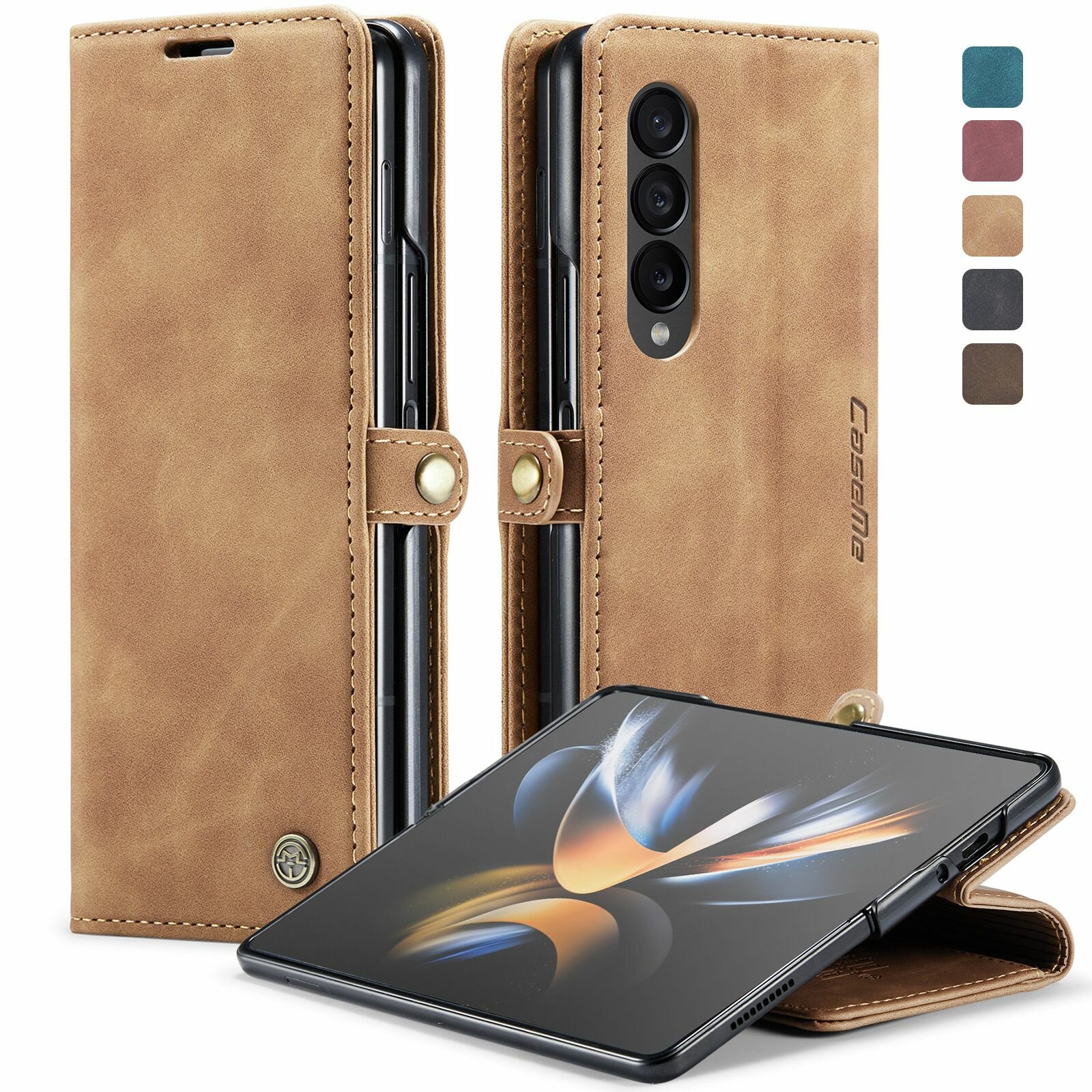 Чехол-книжка MyPads для Samsung Galaxy Z Fold 4 / Самсунг Фолд 4, светло-бежевый