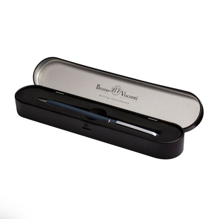 BrunoVisconti Ручка шариковая поворотная, 0.7 мм, BrunoVisconti PALERMO, стержень синий, металлический корпус Soft Touch чёрный, в футляре