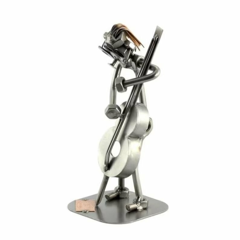 Оригинальная металлическая статуэтка ручной работы Музыкант игра на контрабасе