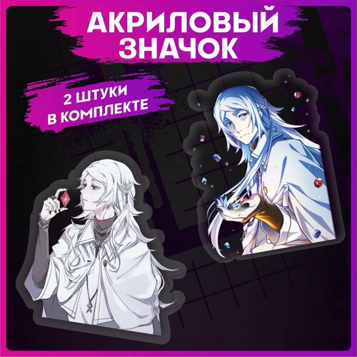 фото Значки на рюкзак набор аниме великий из бродячих псов 1-я наклейка